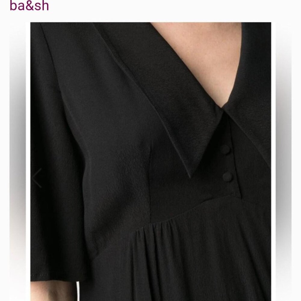 Bash Ba&Sh Viscose Peyton Collared Noir Short Sle… - image 2